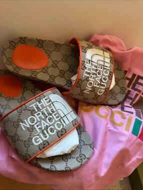 GUCCI x North Face authentic slides with dust bags and original box